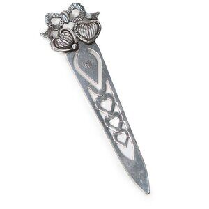 Vintage Brighton Bow Heart Retired Bookmark Silver Tone Metal Bookworm Taiwan